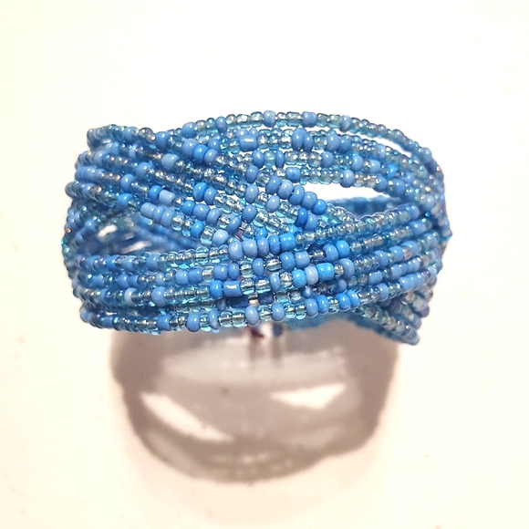 3for$20 Blue woven seed bead bracelet - Picture 1 of 3